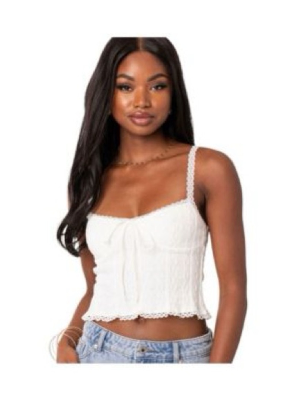 Edikted Women’s White Lacey Knit Tank Top